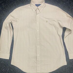 Ralph Lauren Men's Beige Plaid Shirt Size Large Classic fit